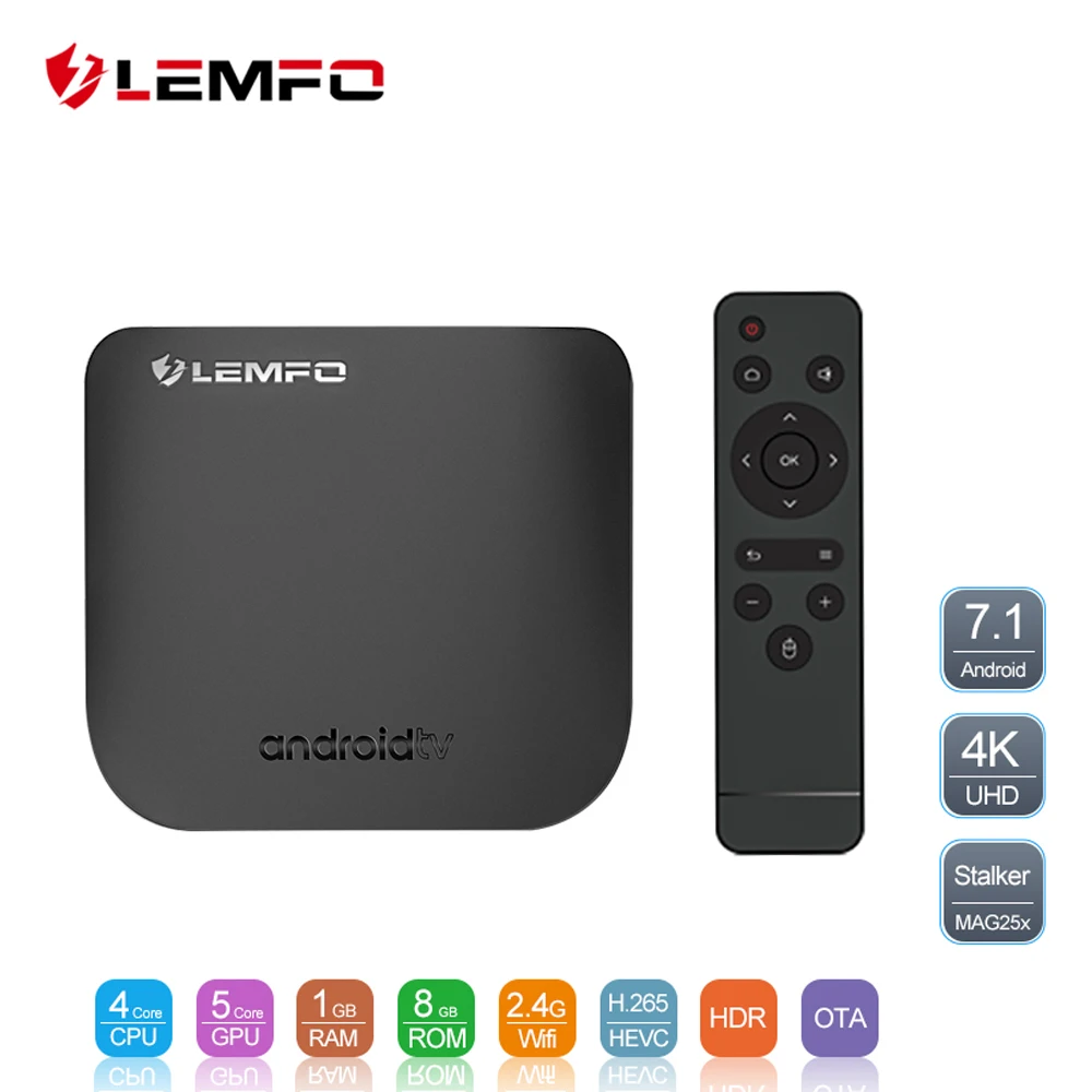 

LEMFO Mini Ultra-thin Smart Android TV Box Android 7.1 Full HD 4K 2.4G Wifi Bluetooth 1GB + 8GB Support OTA Update Set Top Box