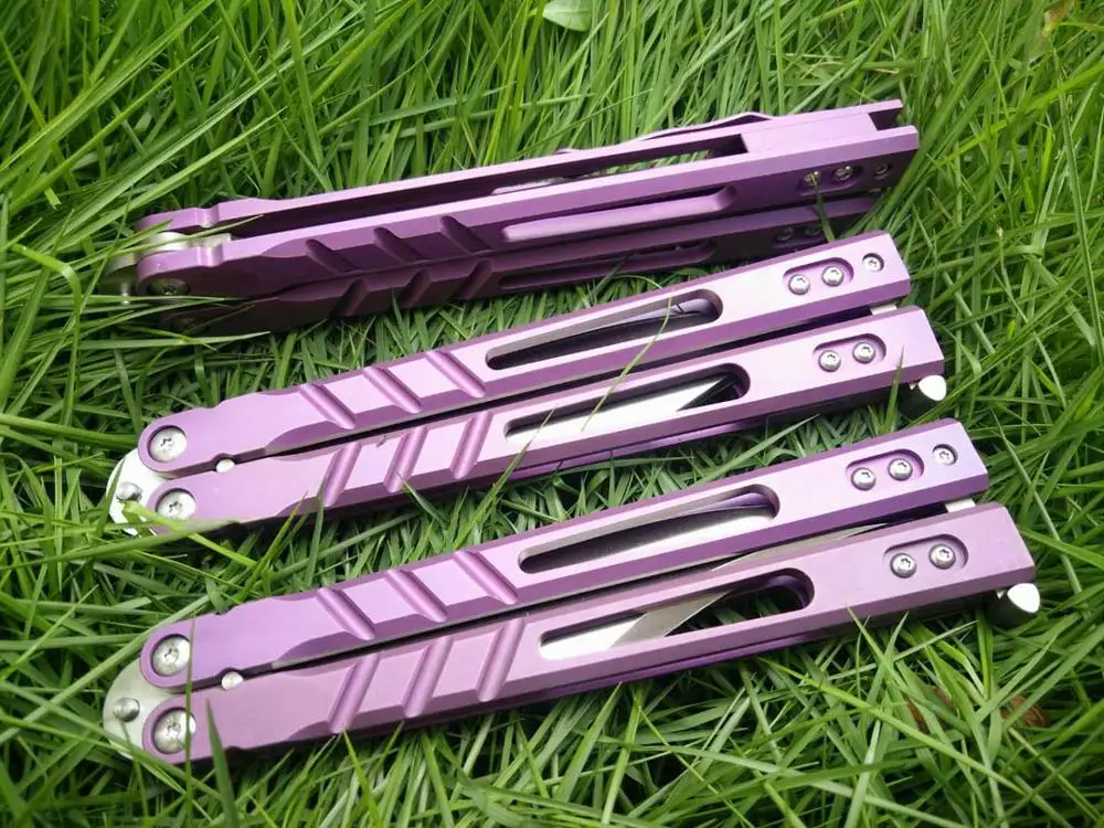 

BRS Alpha Beast Butterfly Trainer Knife Bushing System D2 Blade Titanium Handle Jilt Knife Hunting Knife Pocket Knife