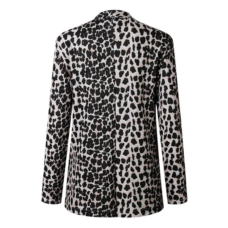 Wenyujh Women Sexy Leopard Snake Print Blazer Long Sleeve Notched Collar Pockets Suits Blazer Female Coat Outerwear Tops