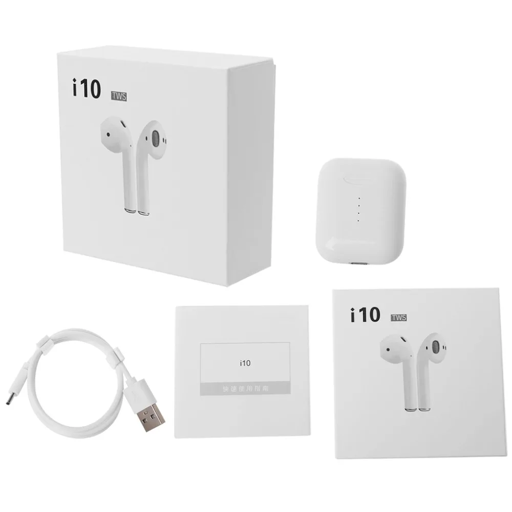 

Bluetooth Earphones i10 TWS Wireless BT5.0 Earbuds Touch Control Headset Fast Charging Box Portable Rechargeable