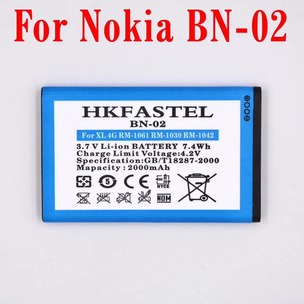 HKFASTEL новый телефон аккумулятор для Nokia XL/XL 4G 1061 дюйма запасные батареи 2000 мАч |