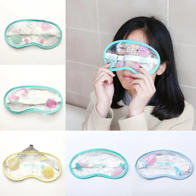 Cute Relax Travel Ice Eye Mask Transparent Portable Relieve Fatigue