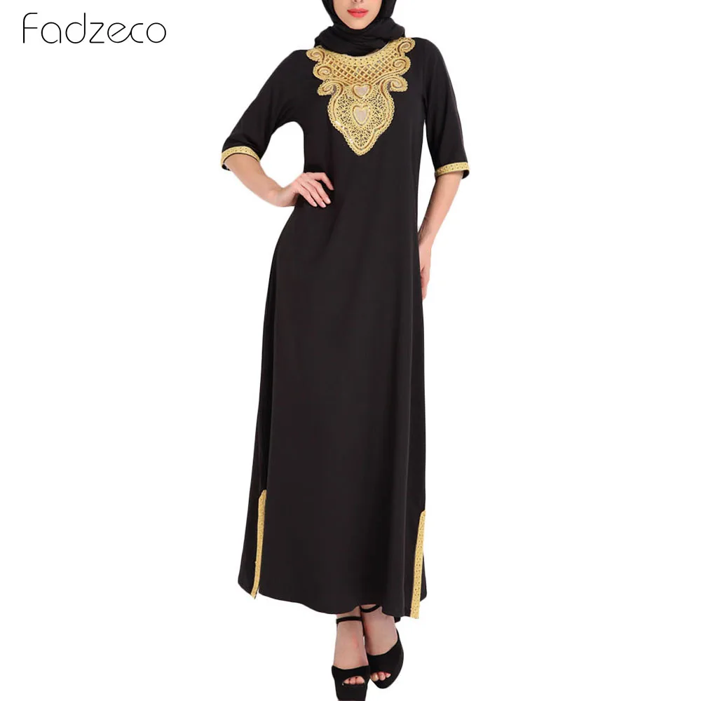 

Fadzeco African Dress For Women 3/4 Sleeve Embroidery Slit Maxi Dress Fashion Dashiki Collar Flower African Clothes