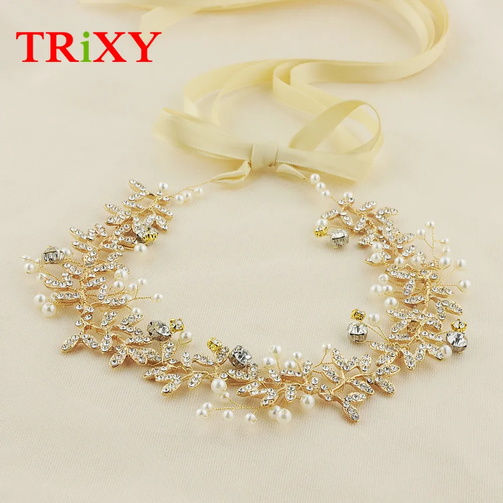 TRiXY H95 элегантные Стразы, бисероплетение, свадебные аксессуары для волос, цветочный жемчуг, бисер, свадебные аксессуары для свадьбы и вечеринки