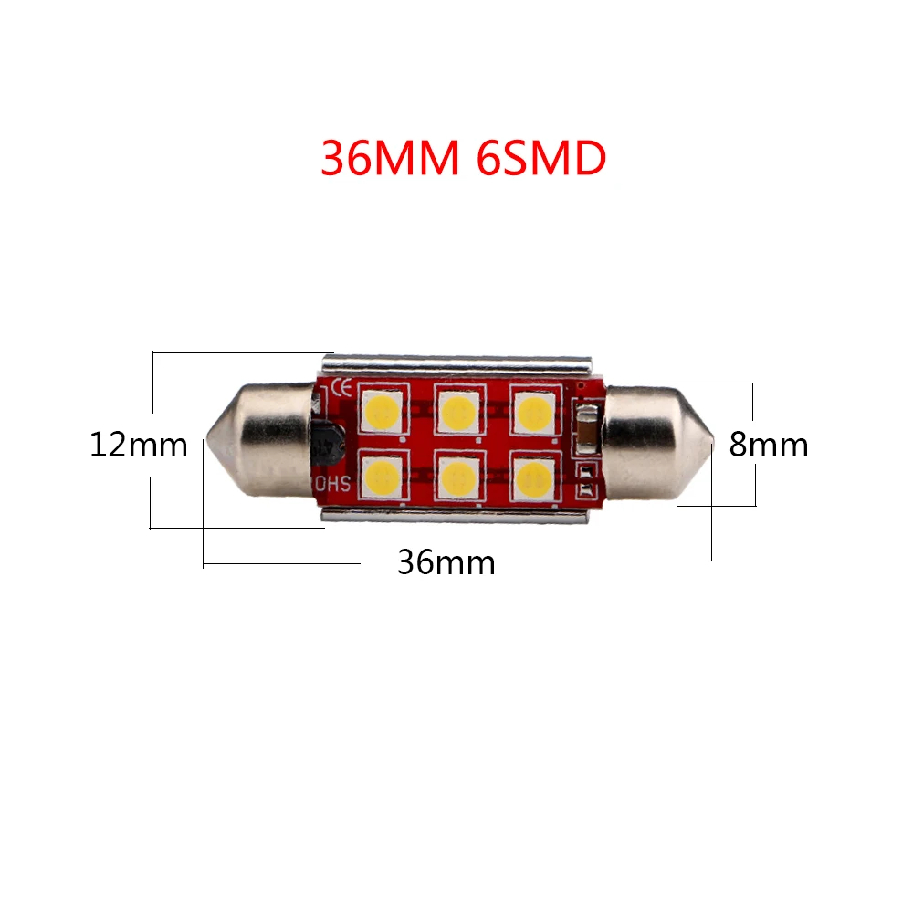 2-30-200шт 31 мм 36 мм 39 мм 41 мм 3030 чип 4SMD 6SMD Festoon C5W Canbus без ошибок купол дверь Светодиодная лампа для чтения лампы автостайлинг