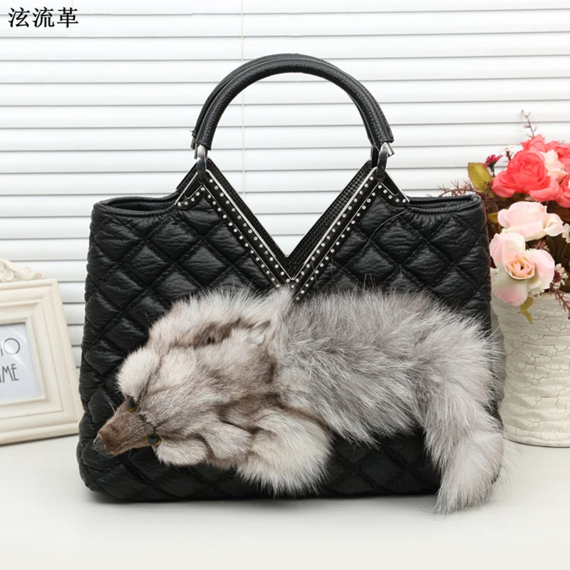 

Women Leather Handbags Design Faux Fur Shoulder Bags Diamonds Messenger Bags Coin Purse Clutch Bolsas