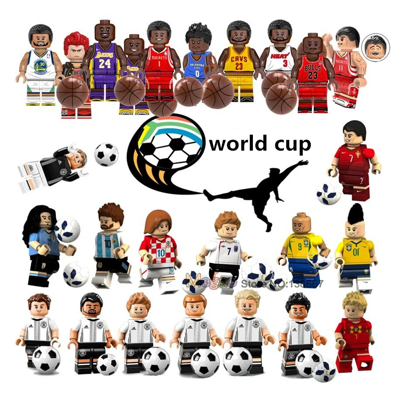 

Single Basketball World Cup Basketball Team Kobe Stephen Curry James Building Block WorldCup Football Team Neymar Toys