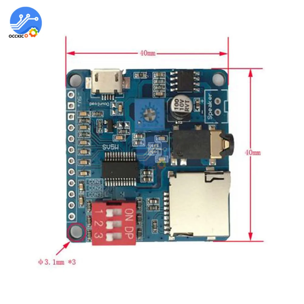 

MP3 Player Module Mini Clip 5W MP3 Player Music Speaker Audio Sound Player mp3 Board Serial Port Control IO Trigger Module
