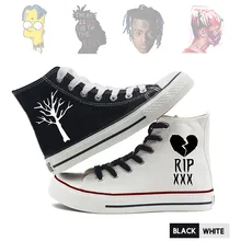 Рэпер Синг XXXTentacion высокие двухслойные парусиновые кроссовки с мультипликационным принтом студенческие персонализированные трендовые кроссовки A194