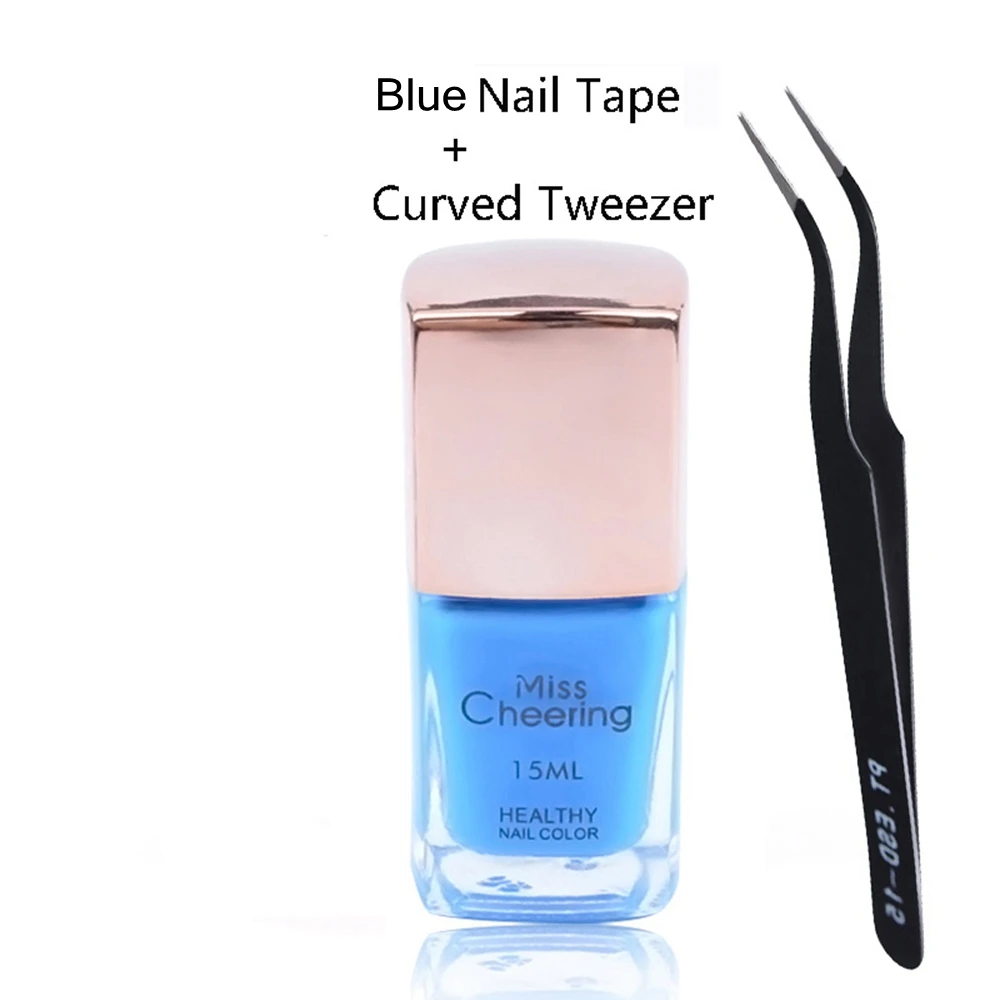 1 коробка 15 мл гели для ногтей жидкость для снятия защита для кожи пальцев клей Латексная лента чистого базового покрытия инструменты для ухода за красотой УФ-гель для ногтей лак - Цвет: Blue and Tweezer