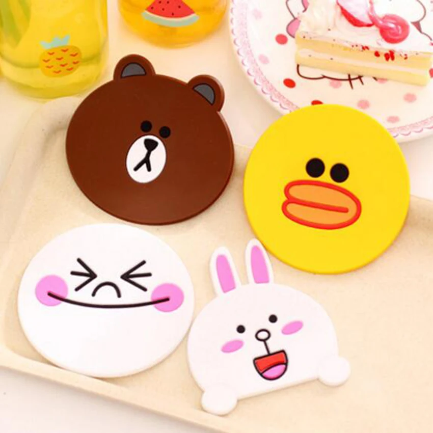 1 Pc Silicone Dining Table Placemat Coaster Kitchen Accessories Mat Cup Bar Mug Cartoon Animal Drink Pads | Дом и сад