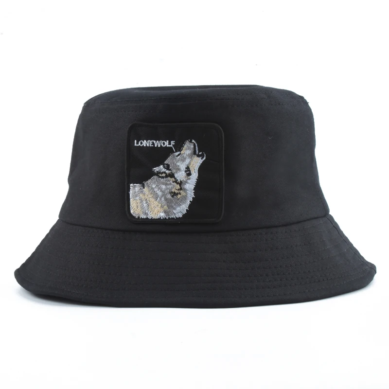 

Wolf Embroidery Bucket Hat Men Fishing Hat Women Summer Animals Caps Panama Street Bob Hat Hip Hop Gorros