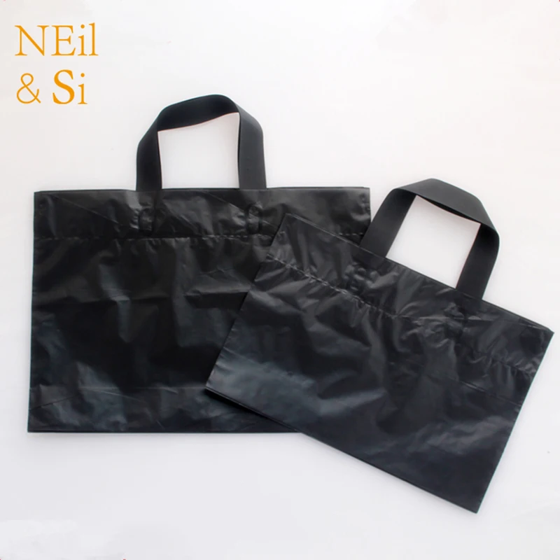 Black Plastic Handle Gift Bag Garmant Clothes Shopping