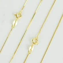 Чистое 925 пробы Серебряное ювелирное изделие Желтое Золото тонкое ожерелье-чокер в виде змеиной цепи 40 см 45 см 50 см для женщин и девушек