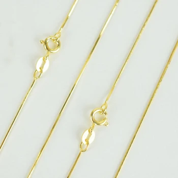 

100% Pure 925 Sterling Silver Jewelry Yellow Gold Color Thin Slim Snake Chain Choker Necklace 40cm 45cm 50cm for Women Girls