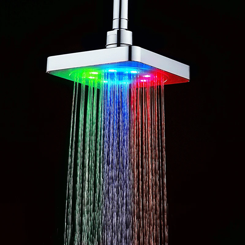 3 цвета Изменение с температурой экономии воды Дождь светодиодный душевая головка без душевой ручки светодиодный холодная и горячая вода питание