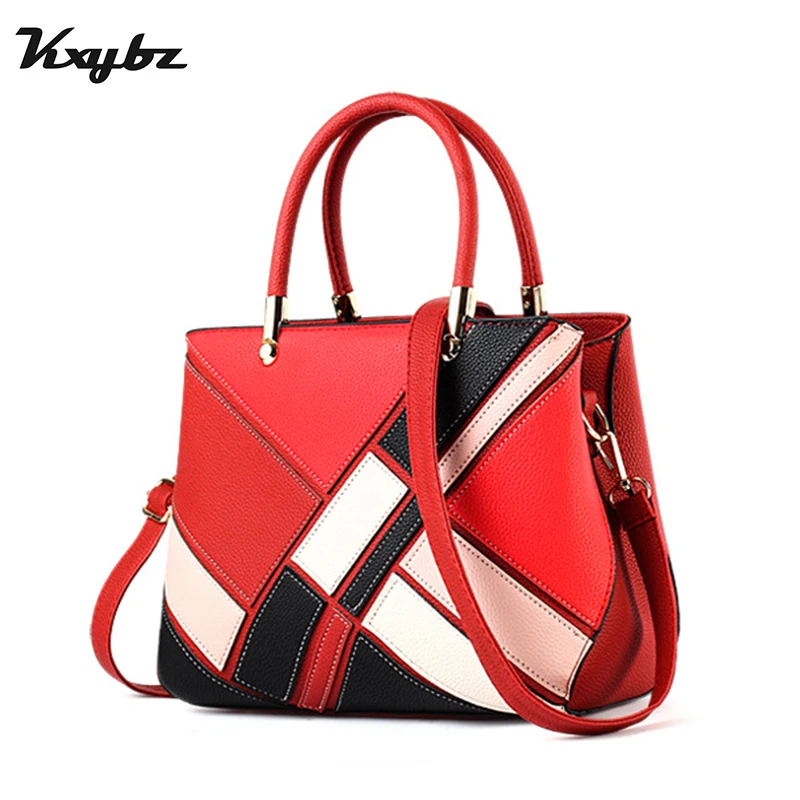 Kopen KXYBZ Luxe Handtassen Vrouwen Tassen Designer Fashion Crossbody Tas Voor Vrouwen Handtas Dames Patchwork Zachte Pu 2018 Draagtas
