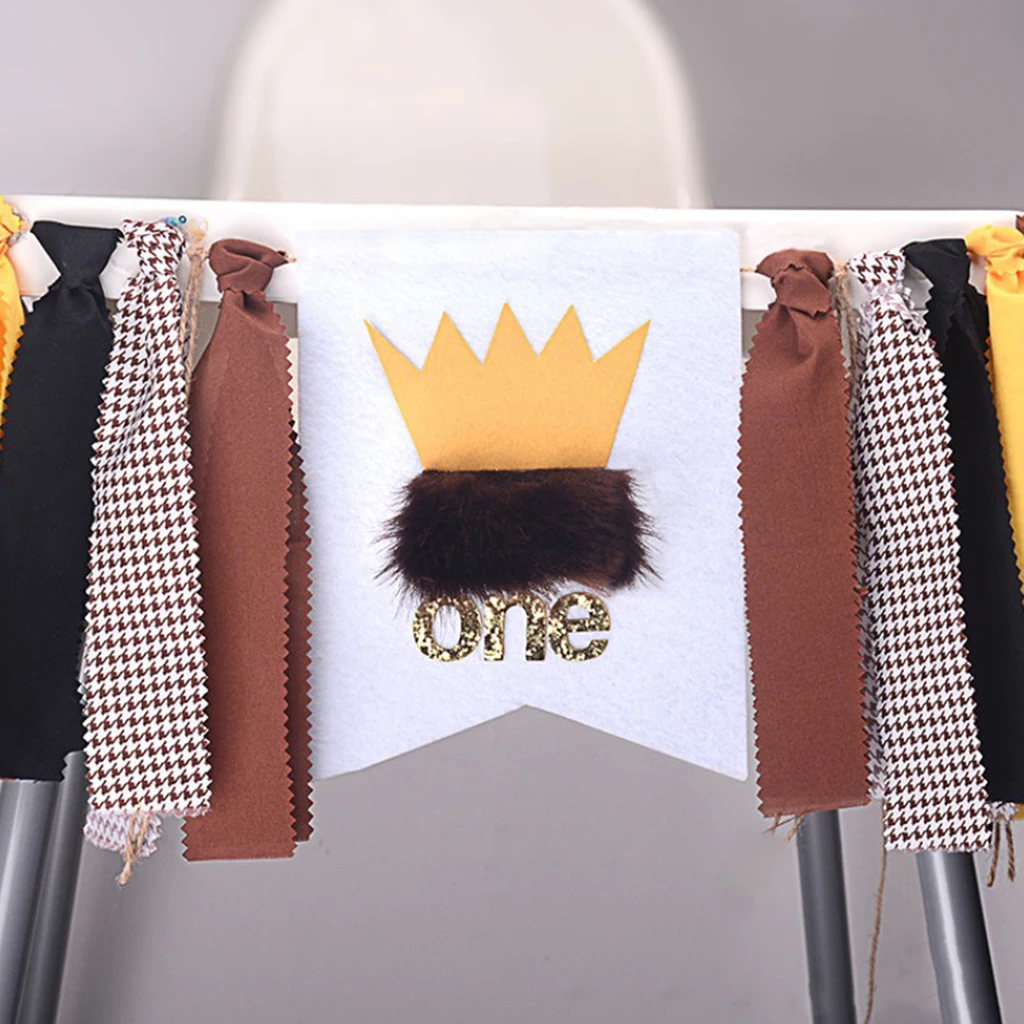 Crown ONE Bunting Banner Tissue Paper Tassel Bunting Garland Pom Poms Birthday Party Hanging Decor Photobooth Party Supplies