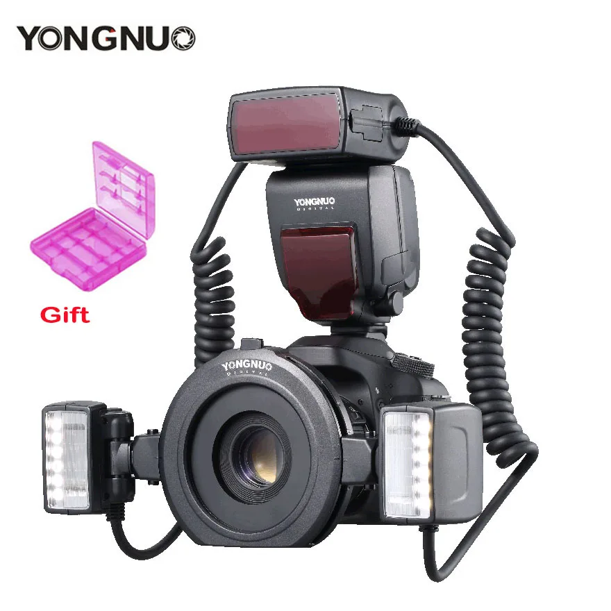 

Yongnuo YN24EX E-TTL Macro Flash Speedlite for Canon EOS 1Dx 5D3 6D 7D 70D 80D Cameras with 2pcs Flash Head + 4pcs Adapter Rings