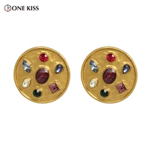 Мода ZA круглые золотые серьги-гвоздики для женщин в богемном стиле с цветными кристаллами и металлическими монетами массивные серьги праздничные подарки ювелирные изделия