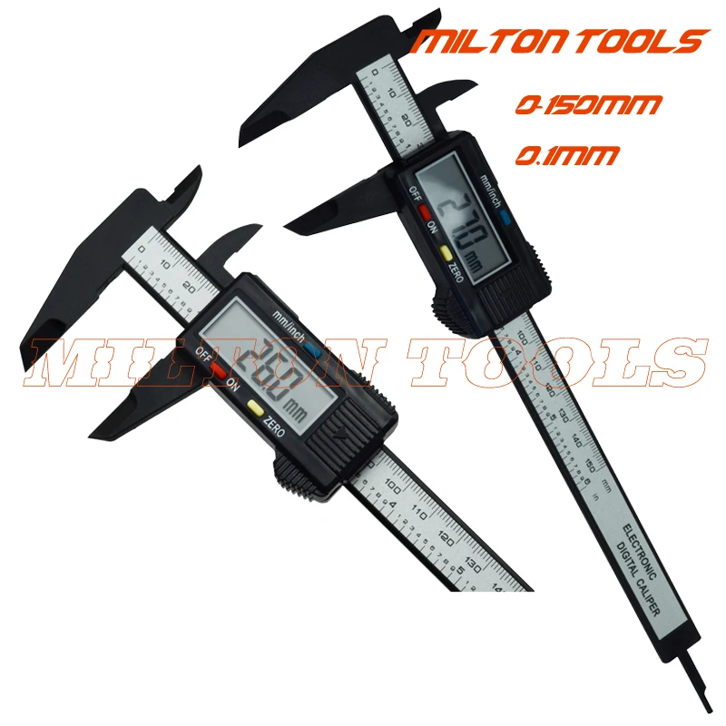 Высокое качество! 0-150 мм/" карбоновый цифровой суппорт, штангенциркуль, пластиковый суппорт микрометр! 5 шт./лот