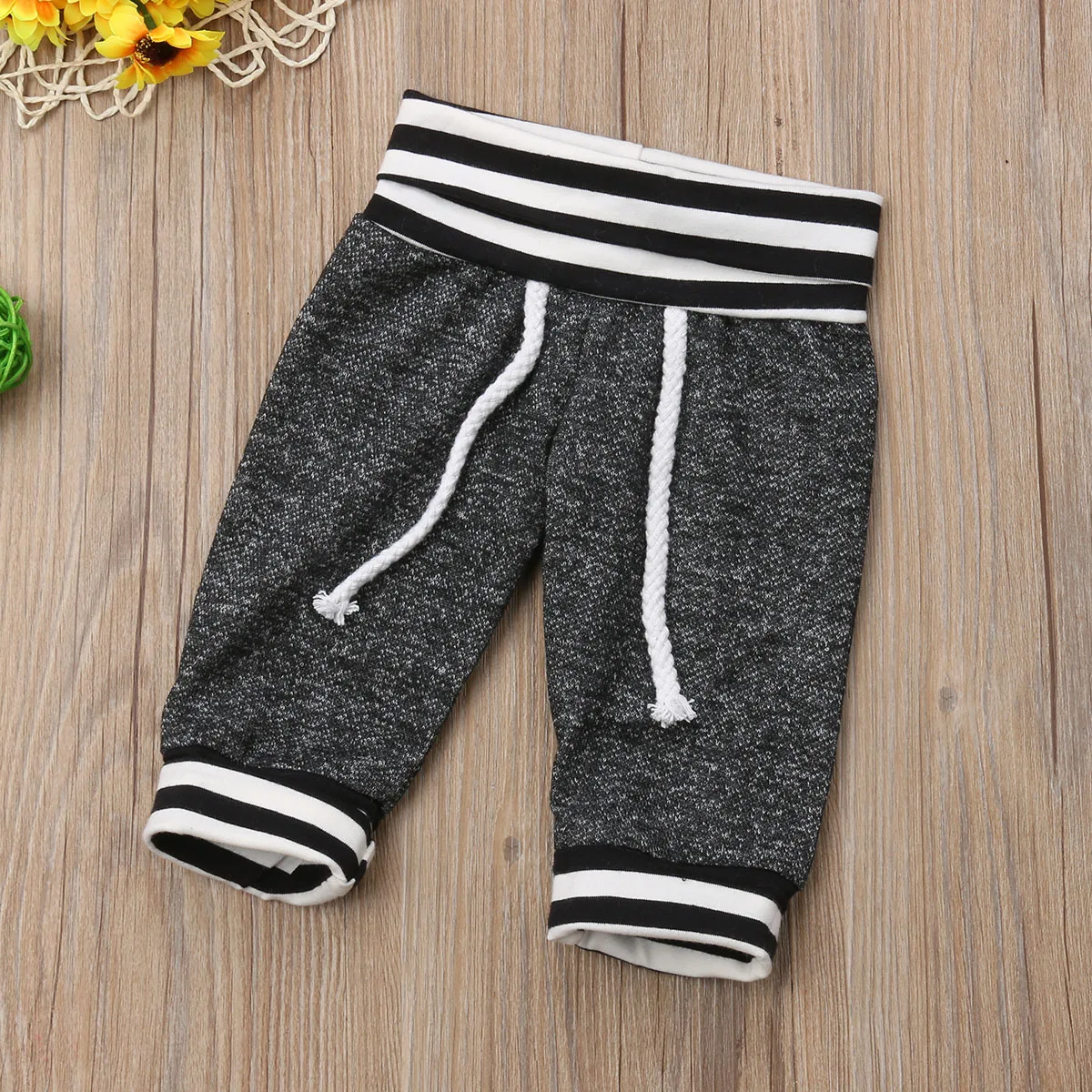 Длинные полосатые штаны унисекс для новорожденных мальчиков и девочек, Леггинсы хлопковые брюки серые штаны повседневные теплые брюки для малышей от 0 до 6 месяцев