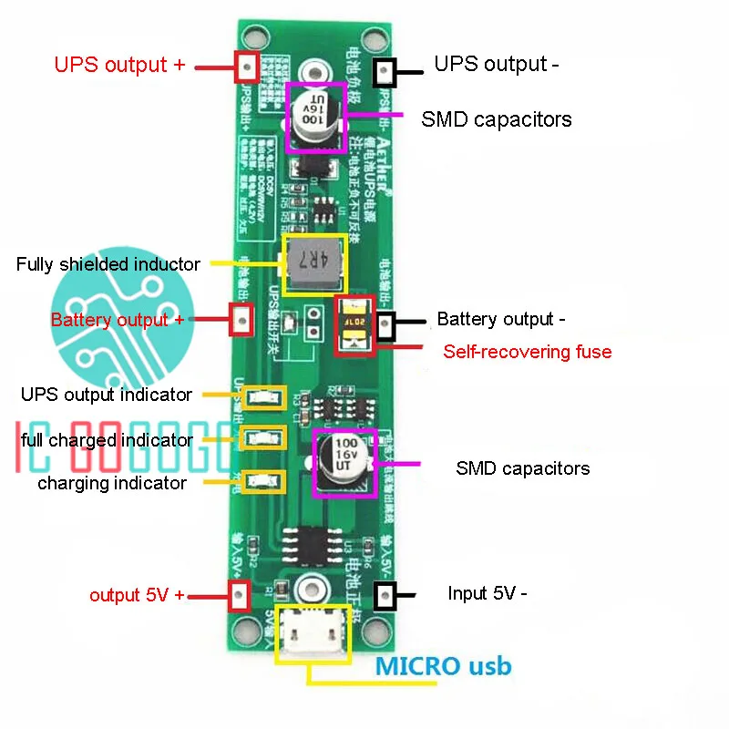 5V/9v/12V 18650 Lithium Battery Boost Step Up Module UPS Protection Board bcHHPP 