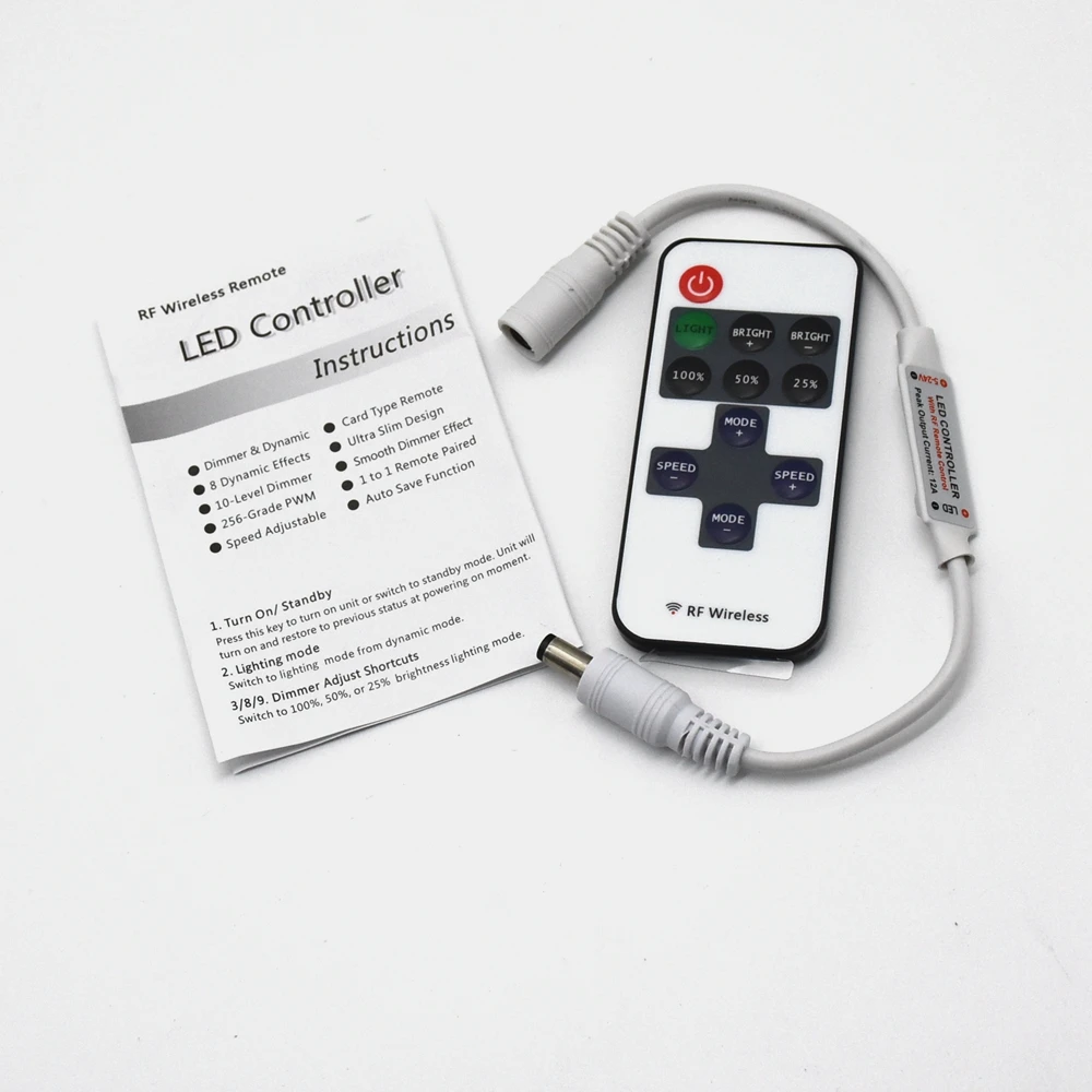 

DC 12V 11keys 6A Mini Wireless RF Remote to Control Single Color Led Strip Lighting LED Remote Controller Dimmer