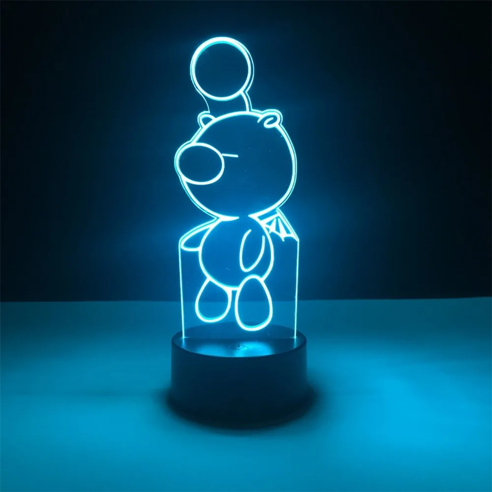 Final Fantasy Moogle Lampara Toy Color Changing 3D DIY LED Night Light Table Lamp Action Figure Lighting Kid Doll Gift Luminaria