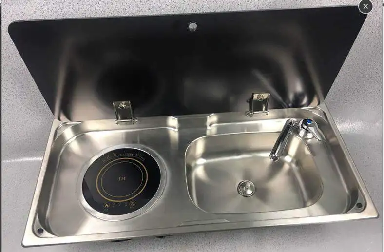 

Boat Caravan RV Electrical 220V 800W Induction Stove Cooker and Sink Comb With Tempered Glass Lid GR-905