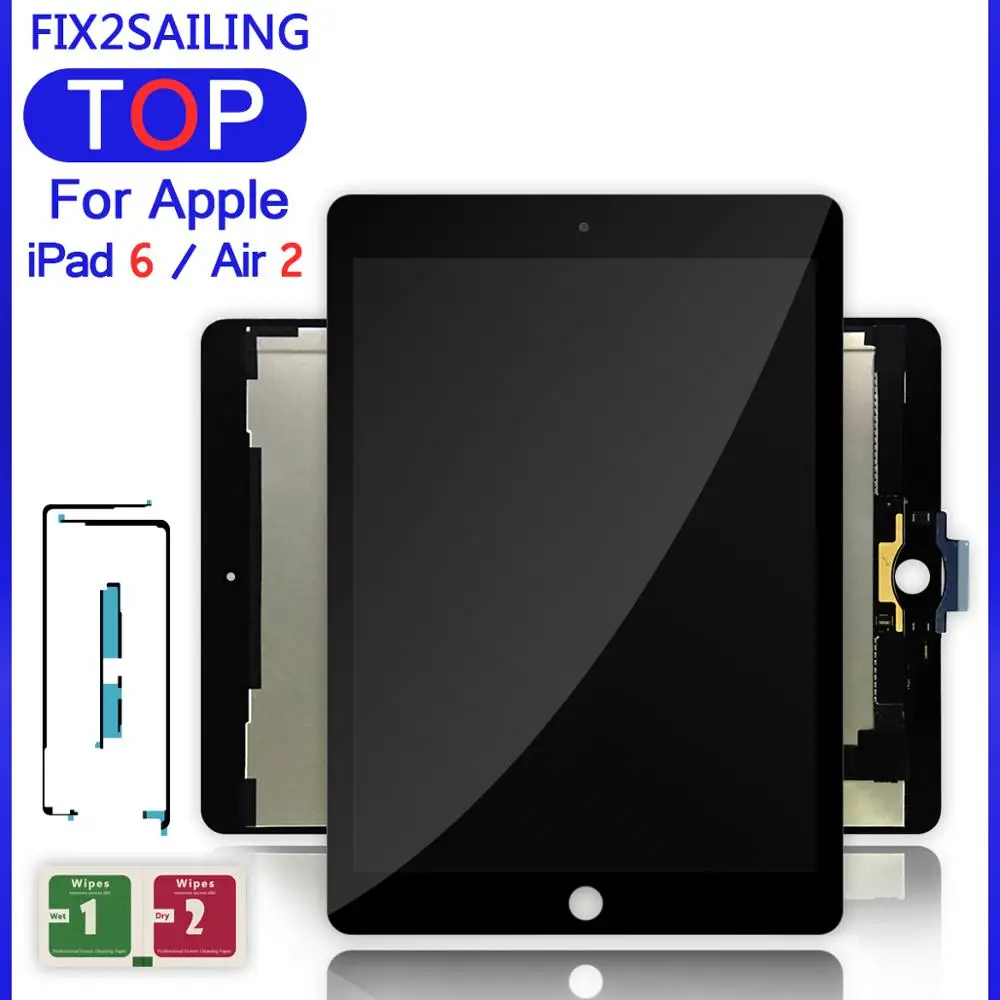 Fix2sailing For Apple iPad 6 Air 2 A1567 A1566 LCD Display Touch Screen  Digitizer Sensors Assembly