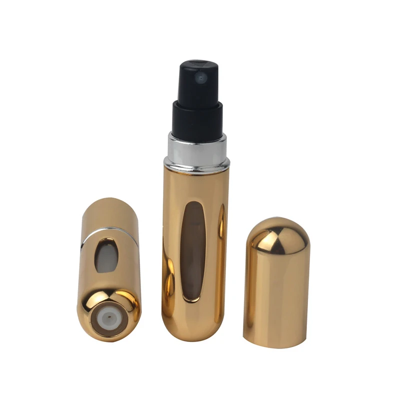 5ml Portable Mini Refillable Perfume Bottle With Spray Scent Pump Empty Cosmetic Containers Spray Atomizer Bottle For Travel New - Цвет: Bright gold