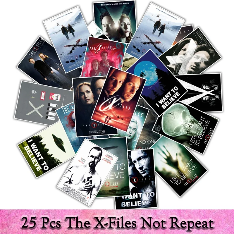 

25PCS Terror Movie The X-Files Stickers For DIY Laptop Fridge Suitcase Luggage Wall Decor Waterproof Kids Toys Stickers