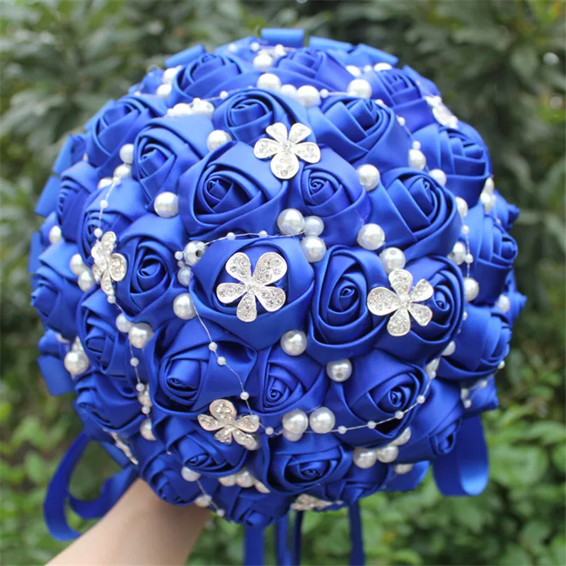 Diamond Royal Blue Bridal Bridesmaid Bouquets Artificial ...