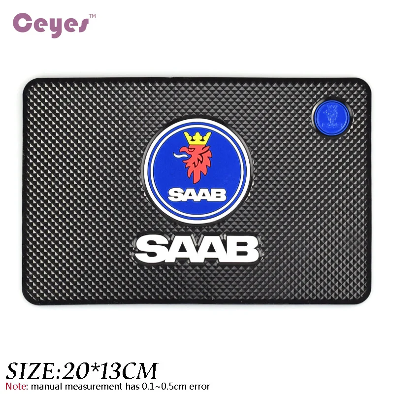CEYES Car-Styling Interior Mat Auto Badge Case For Saab 03-10 9-3 9-5 93 95 9000 900 Car Emblems Car Styling Anti-Slip Mat