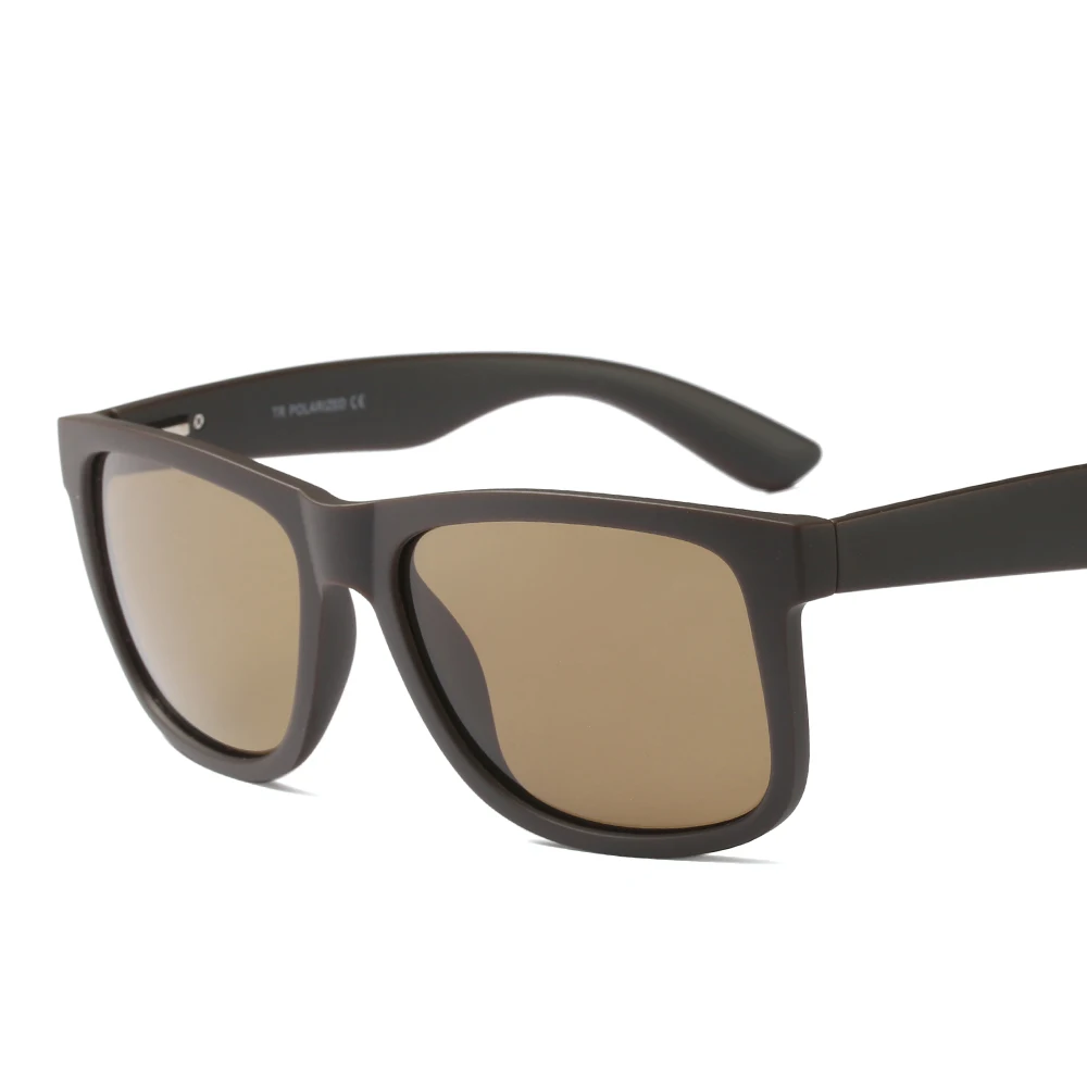 Ruosyling, классические поляризационные солнцезащитные очки, мужские, бренд UV 400, квадратная оправа, для вождения, Ретро стиль, мужские солнцезащитные очки, темные, матовые, черные очки - Цвет линз: Brown