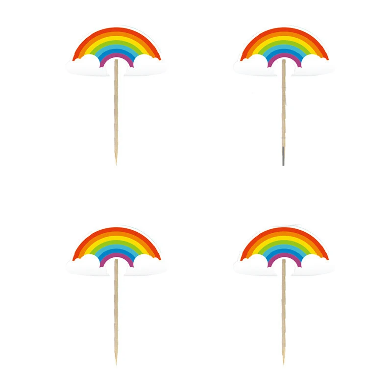

24Pcs Rainbow Cake Cupcake Toppers Picks Boy Girls Baby Shower Kids Birthday Party Favors Wedding Christmas Decorations Supplies