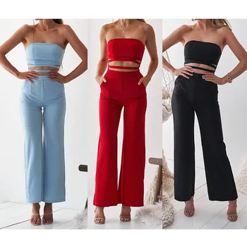 

2019 summer fashion jumpsuit sexy women's summer wrapped chest sleeveless hollow casual new style ladies jumpsuits elegant W0719