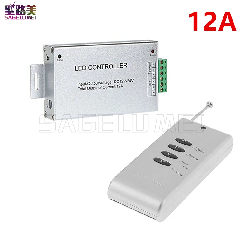 free shipping 1 pcs DC1224V 12A wireless 4keys Aluminum RGB controller