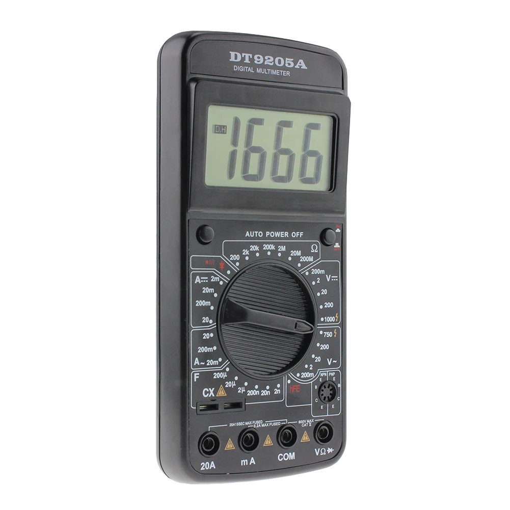 Цифровой мультиметр DT9205A ЖК Тестовые провода AC DC ом метр автоматический