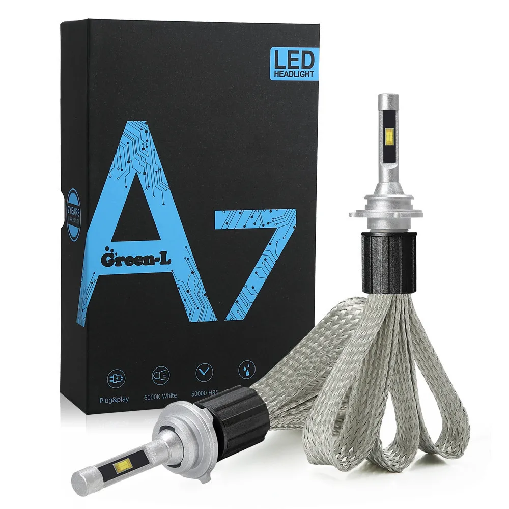 Green L led light bulbs for cars 11000LM 110W 9012 HIR2 H4 9003 HB2 HB3