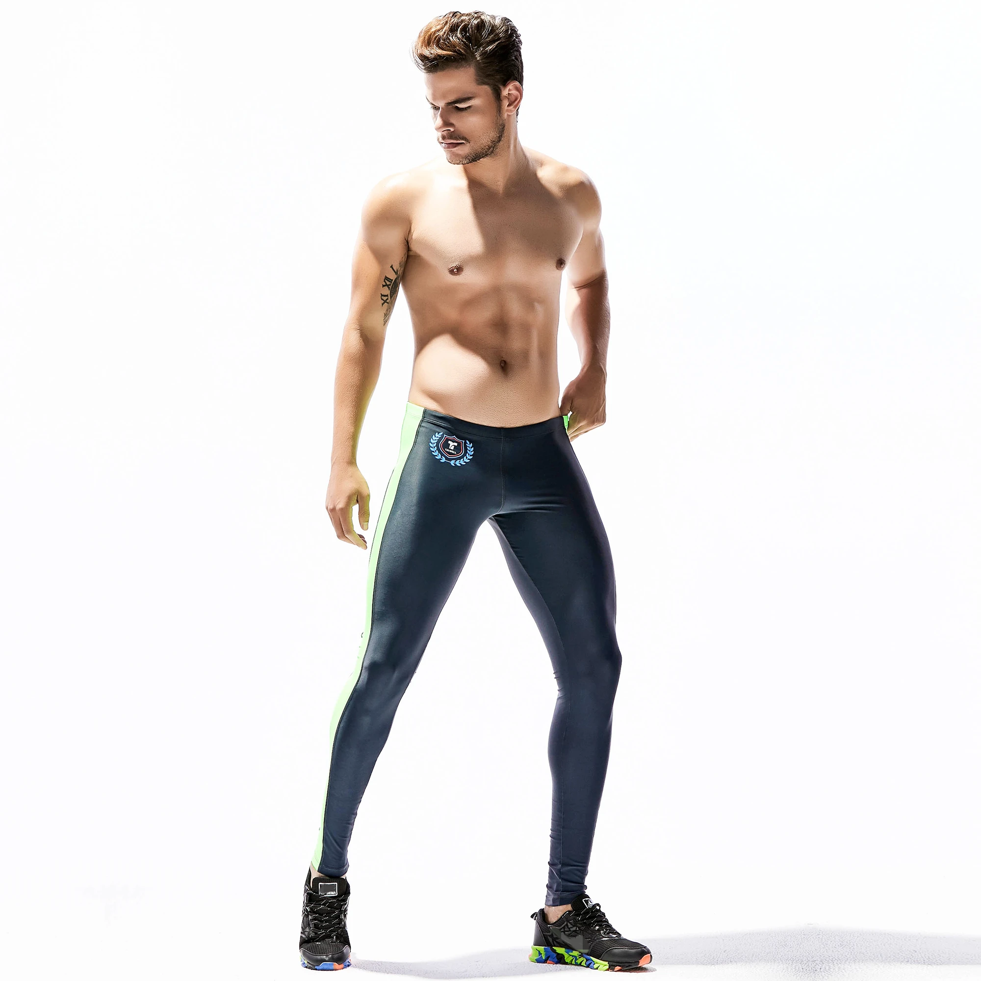 GANYANR Brand Running Tights Men Sports Leggings Basketball Yoga Pants Compression Fitness quick Dry Slim Nylon Sportswear Gym