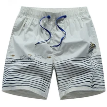 Плюс Размеры 3XL мужские летние Пляжные шорты с рисунком рыбки лодка море шорты Удобный эластичный пояс хлопок мужской купальник шорты