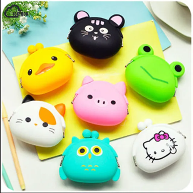 2017 New Fashion Lovely Kawaii Candy Color Cartoon Animal Women Girls Wallet Multicolor Jelly Silicone Coin Bag Purse Kid Gift