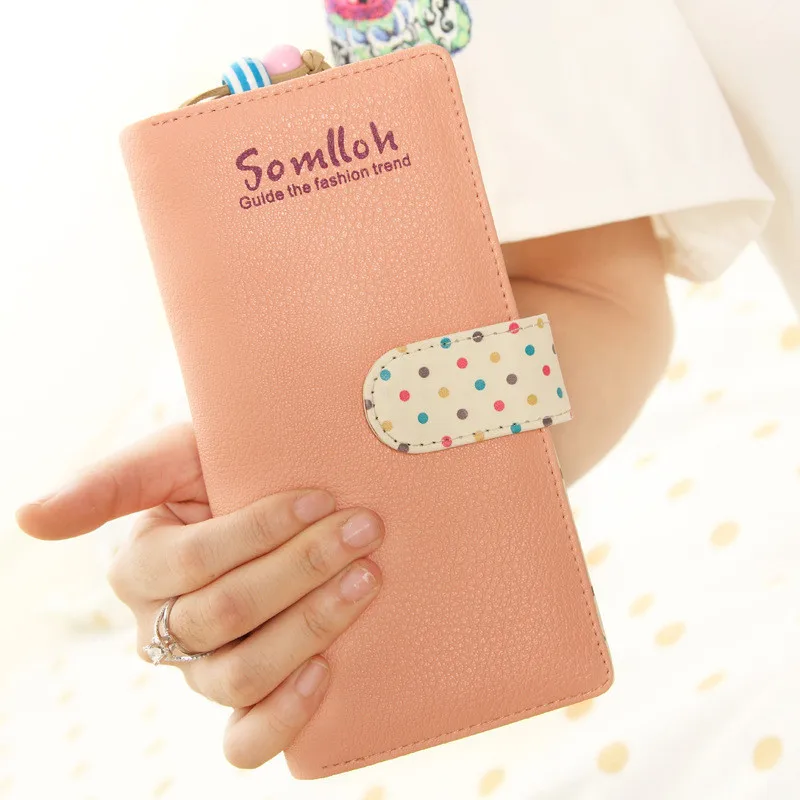 Womens Wallets And Purses Pu Leather Women Long Cute Wallet Dot Red