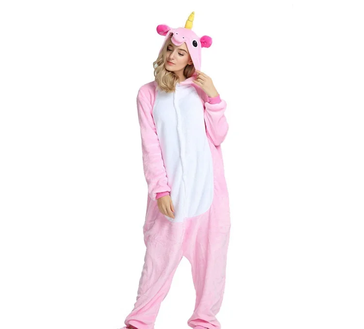 Пижама для Хэллоуина, Ститч, единорог/Динозавр/Жираф/панда/Пегас, женская одежда, пижамный комплект, унисекс, пижама с длинным рукавом, мультяшная Пижама - Цвет: P Pink Pegasus