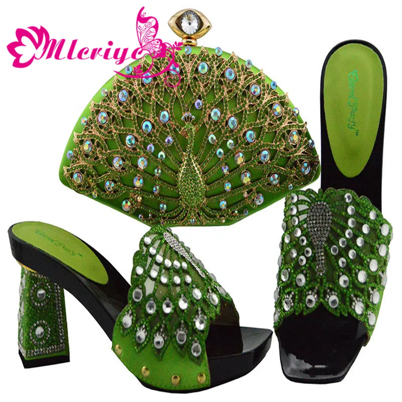 

Ladies Italian Shoes and Bag Set Decorated with Rhinestone Shoes and Bag Set African Sets 2019 Party Shoes and Bag Set in Heels