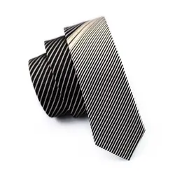 Модный тонкий галстук черный и бледно-Золотой Полосатый облегающий узкий гравата шелковые галстуки для мужчин Свадебный вечерний для
