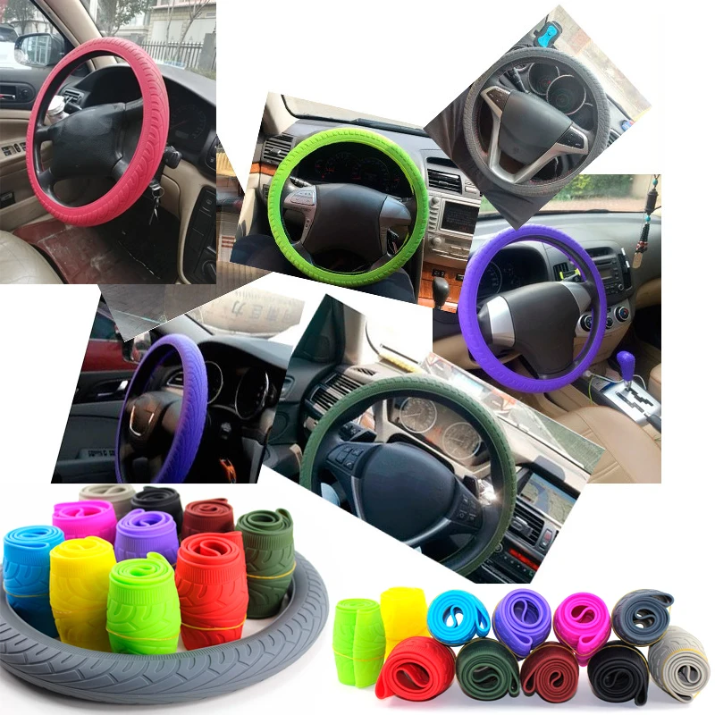 

Car Styling Texture Car Auto Silicone Steering Wheel Glove Cover Universal Soft Car Steering Wheel Cover Automobiles Accessories