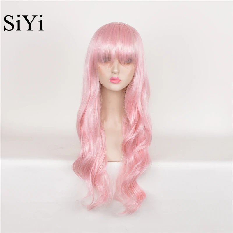 Cosplay Wig Free Shipping Synthetic Anime Cosplay Wigs Long Wavy Pink